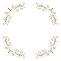  Vector square floral frame with intricate ivy stems and leaves designs. Perfect for wedding invitations or greeting cards.