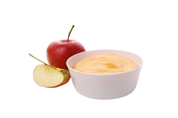 PNG, a plate of baby puree, isolated on a white background.