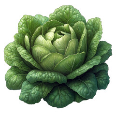 Obraz premium A detailed illustration of a fresh green cabbage.