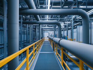 Car Battery Assembly Plant with Pipes and Scaffolds