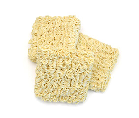 instant noodles on white background