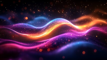 Fototapeta premium Vibrant waves of light abstract art digital space dark background
