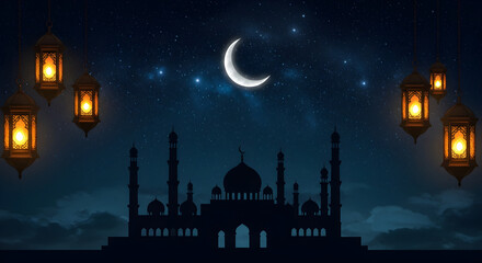 Ramadan background, abstract ramadan background, dreamy ramadan kareem background, moon and sky background, mosque background, ramadan advertising, promotion, wallpaper, 4k