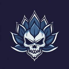 Skull and Lotus illustration sports team logo