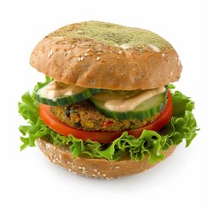Burger bun on white background