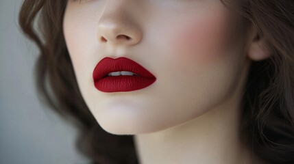 Fototapeta premium Close-up portrait of a woman with red lipstick