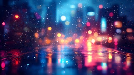 Custom blinds with your photo Rainy night city lights reflection urban street photography nighttime close-up
