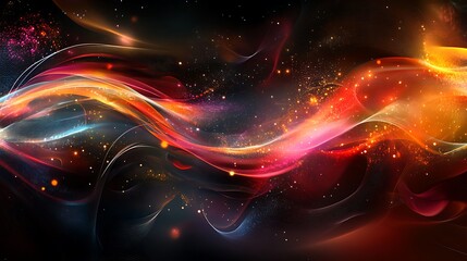 Obraz premium Vivid color waves dynamic abstract art in a close-up digital environment