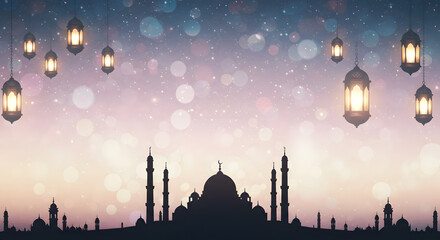 Ramadan background, abstract ramadan background, dreamy ramadan kareem background, moon and sky background, mosque background, ramadan advertising, promotion, wallpaper, 4k