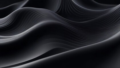 3D mesmerizing abstract black and doff waves with smooth gradient curves and soft lighting