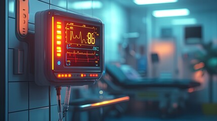 Hospital heart rate monitor and IV drip stand 