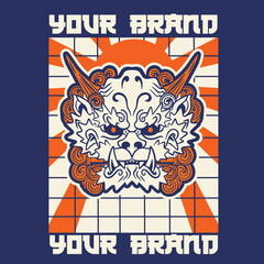 Hand Drawn Foo Dog Illustration Stock Vector