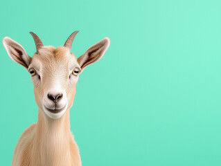 Flabbergasted Intrigued Goat with Sharp Eyes Close-Up