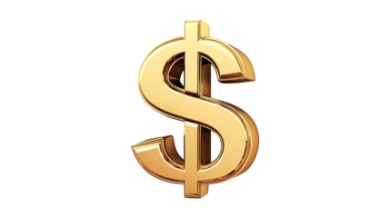 Realistic golden dollar sign and Explosion of gold coins png on transparent background