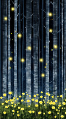Fototapeta premium Enchanted Forest at Night with Glowing Flowers
