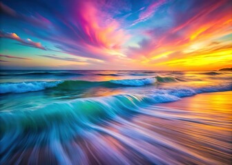 Obraz premium Abstract pastel hues, a dreamlike dance of light, long-exposure waves.