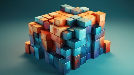 Abstract 3D Render of Interlocking Cubes  A Stunning Visual Representation of Complex Structures and Interconnectedness