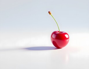 Single Red Cherry: Minimalist Still Life Photography