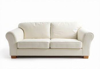Stylish Front View of a Plush Milk Upholstered Sofa, Ideal for Contemporary Interiors and Comfortable Relaxation
