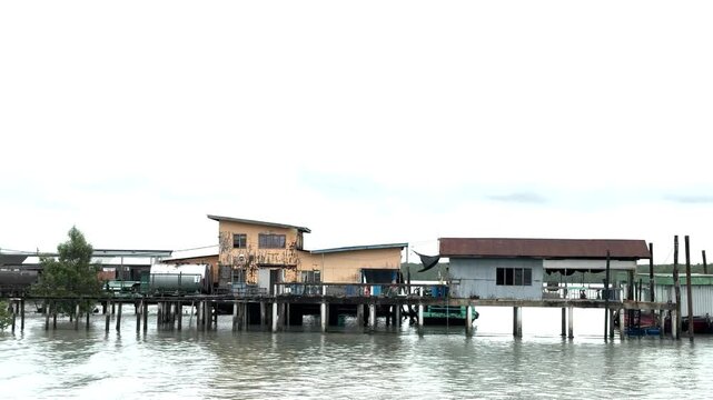 Klang Malaysia Ketam crab island. Fishing village on stilts in mandra forests