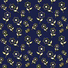 A seamless floral pattern with flower in a colorful, playful design