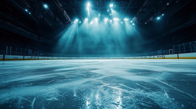 Dramatic Hockey Rink Lit for Intense Ice Sports Competition