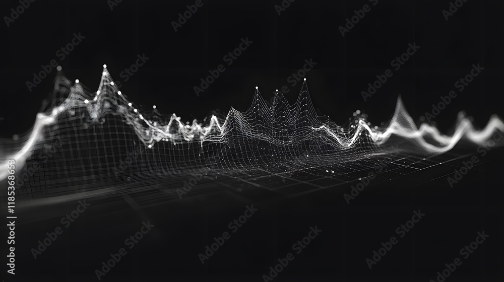 Poster abstract white data waveforms over dark background
