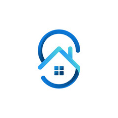 Abstract Letter S house home mortgage real estate gradient logo vector icon illustration