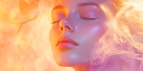 Serene Face in Warm Hues Abstract Background Illustration