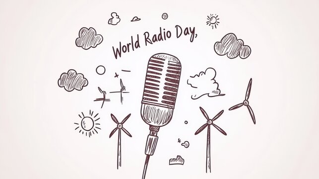World Radio Day Doodle Illustration 