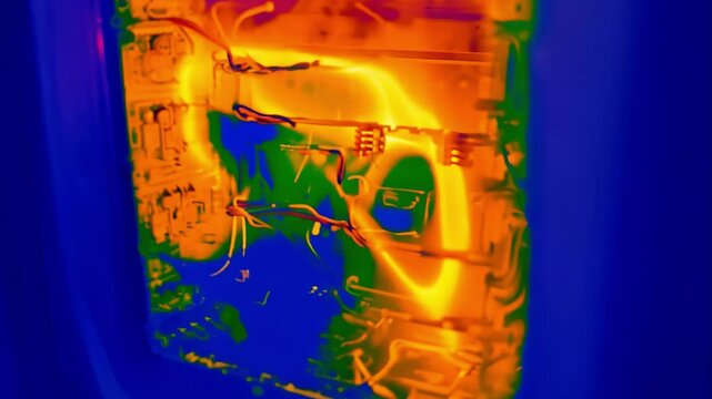 Electronic device overheating shown by thermal camera