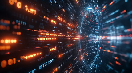 Obraz premium Cybersecurity Concept with a Shield and Binary Code Background