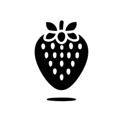 Strawberry Icon:  A simple yet bold black silhouette of a strawberry, perfect for illustrating healthy eating, summer vibes, or creating a fresh and fruity design.  