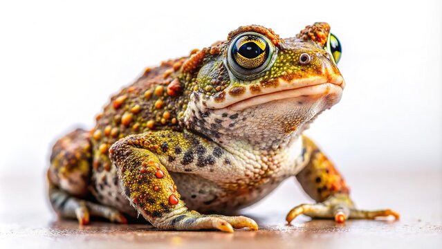 Natterjack toad, whole body, macro shot, isolated background.