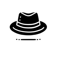 Classic Fedora Hat Icon:  A simple yet stylish fedora hat in black silhouette, perfect for branding, fashion, or design projects.  