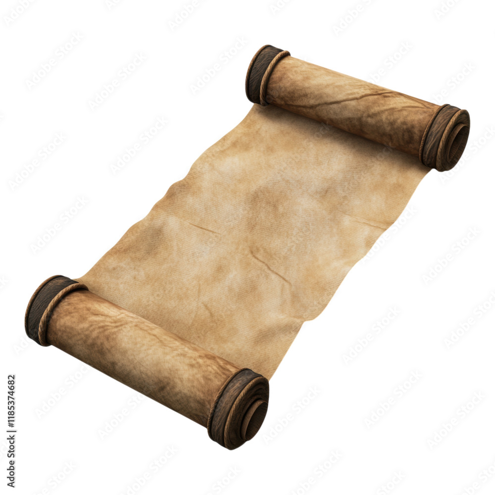 Poster blank cloth scroll mock-up with rolled edges, versatile design for showcasing text or graphics, tran
