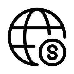 world money icon with line style, perfect for user interface projects