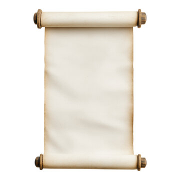 Blank canvas scroll mock-up, ideal for showcasing designs, featuring rolling ends and a transparent background for versatile use.