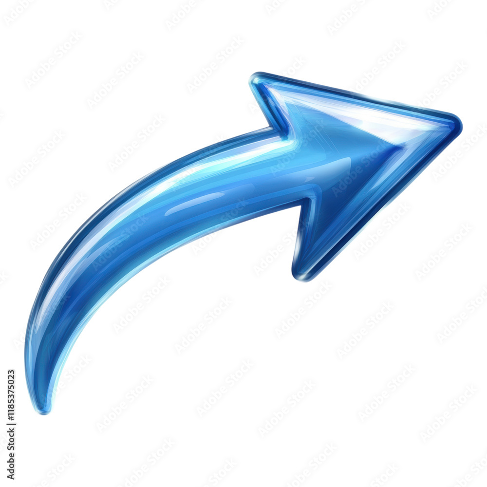 Poster blue arrow pointing right on transparent backdrop, ideal for navigation, direction indicators, user 