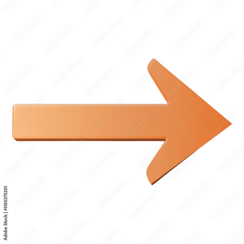 Poster orange arrow pointing right, transparent background, ideal for navigation, design elements, user int