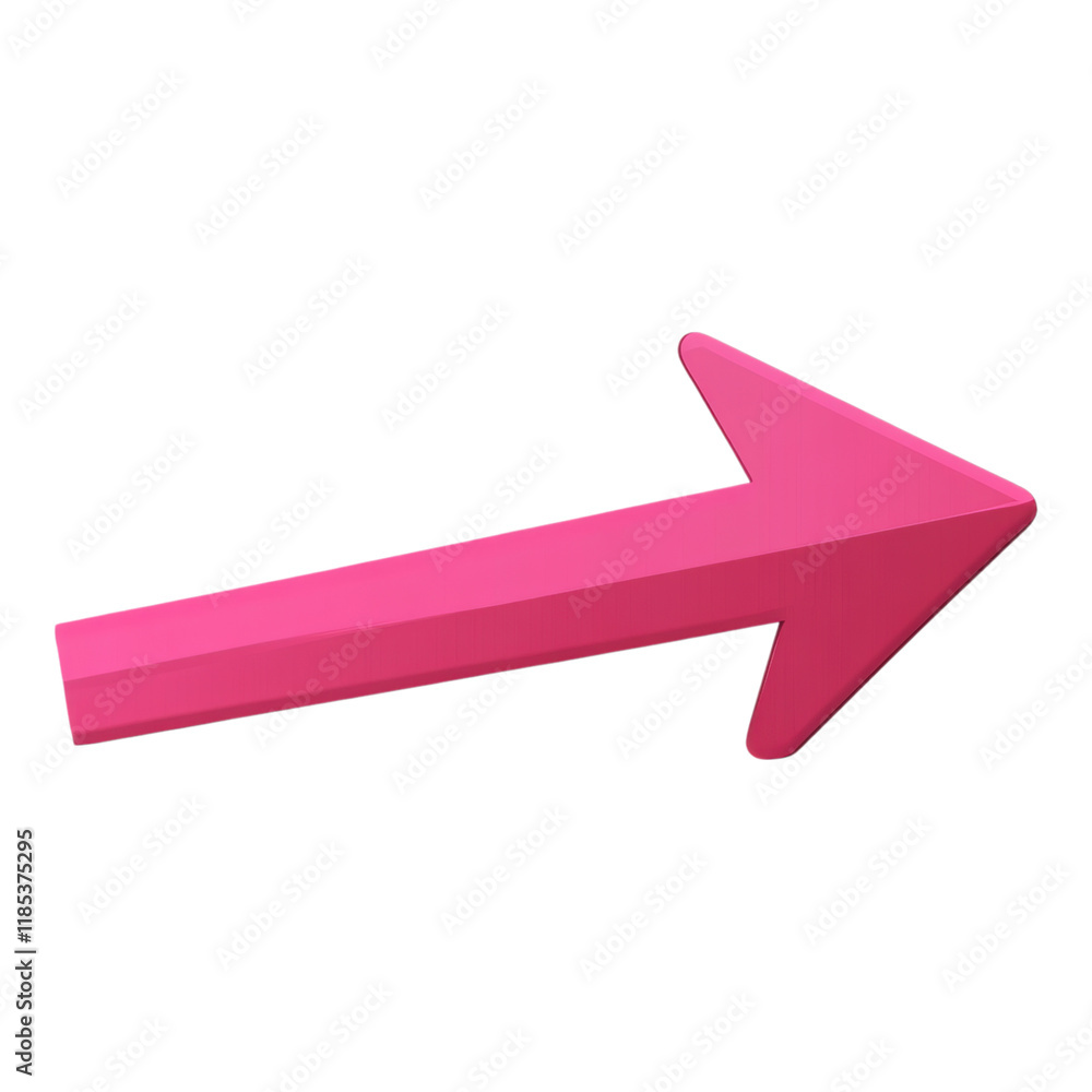 Poster pink arrow pointing right, vibrant design element, ideal for directional signage, digital graphics, 