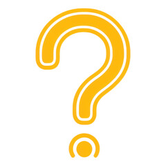 Minimalist Yellow Question Mark Outline, sleek design, vibrant yellow hue, ideal for inquiries, modern graphics, transparent backdrop