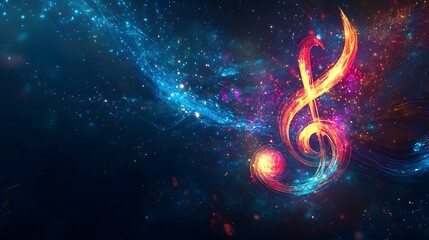 Luminous Treble Clef Abstract Cosmic Art