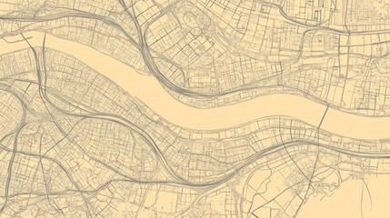 Obraz premium Aerial view of city with river.