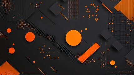 Obraz premium Abstract orange black geometric digital background design