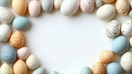 Colorful Minimalist Egg Display for Celebrating Easter and Lunar New Year in Pastel Hues with Simple and Elegant Border Design