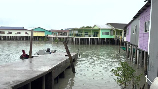 Klang Malaysia Ketam crab island. Fishing village on stilts in mandra forests