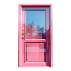 Clear pink glass door, minimalist design, transparent background, elegant simplicity, ideal for modern architecture and interior decor applications