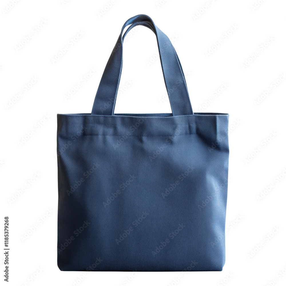 Poster customizable blue canvas tote bag mock-up featuring ample space for unique artwork or branding, tran