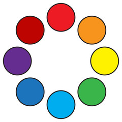 Color circle icon. Bright rainbow palette. Circular shape vector. Multicolor abstract symbol.